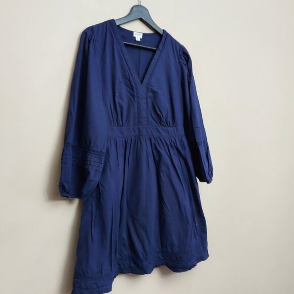 J.Crew Blue V-neck Mini dress With Trim in Navy Boho Peasant Size Small - Picture 7 of 16